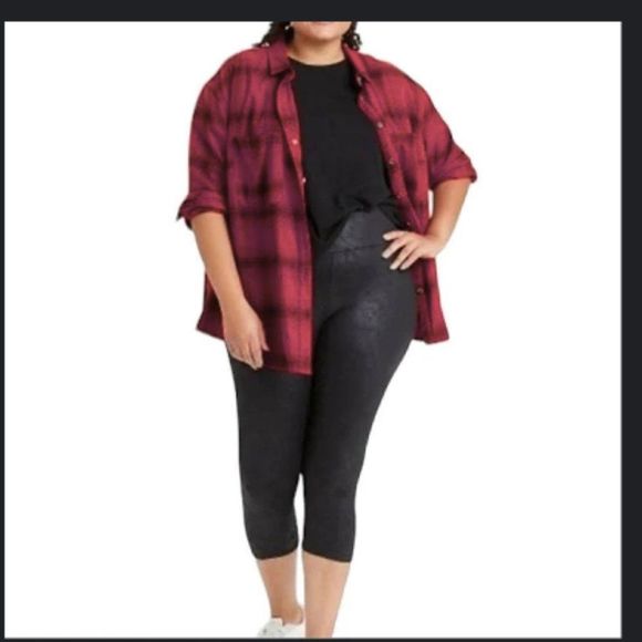 Ava & Viv High Waisted Black Liquid Shine Leggings Size 4X New With Tags - Picture 1 of 12